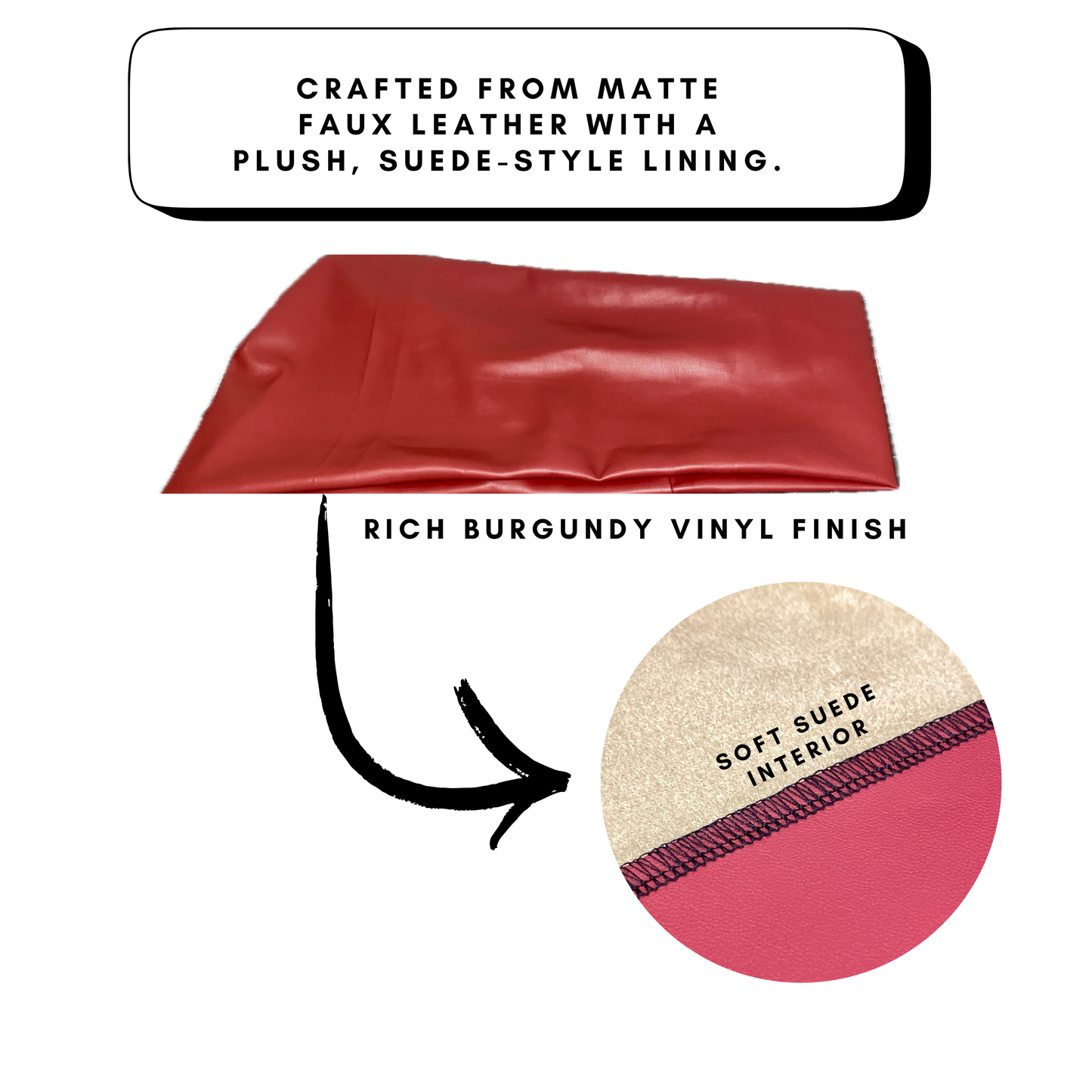 Burgundy Faux Leather Turban Skin