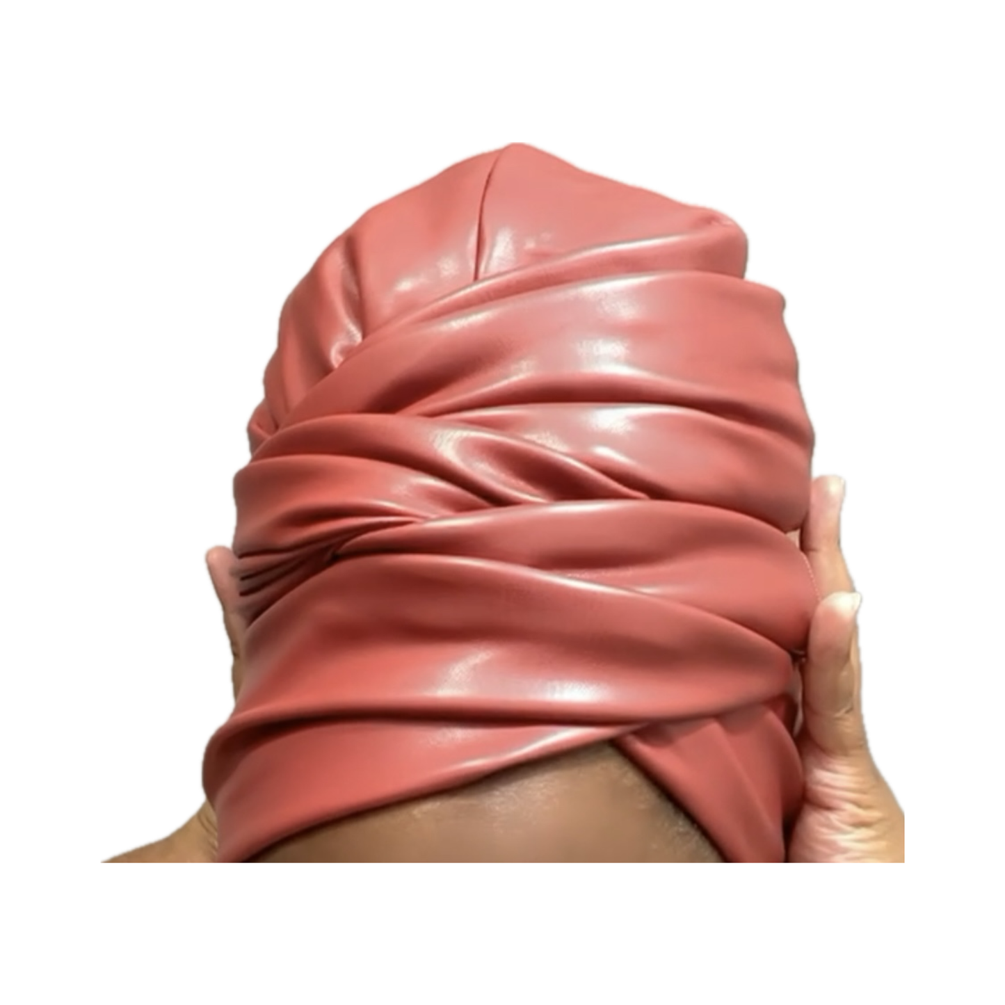 Burgundy Faux Leather Turban Skin