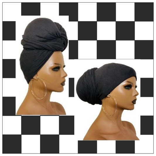 BLACK MULBERRY SILK-LINED PRE-STUFFED TURBAN image 0