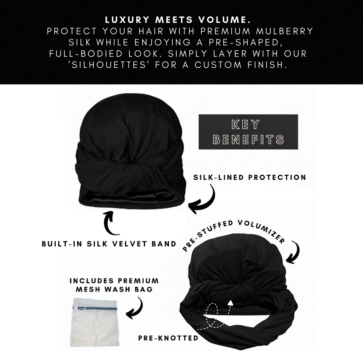 Black Alligator Embossed Faux Leather Turban Skin